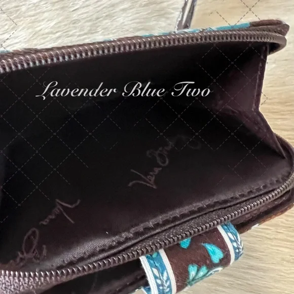 Vintage VERA BRADEY Java Blue 2006 Mini Zip Around Wallet Brown Y2K Floral Quilt - Picture 11 of 12